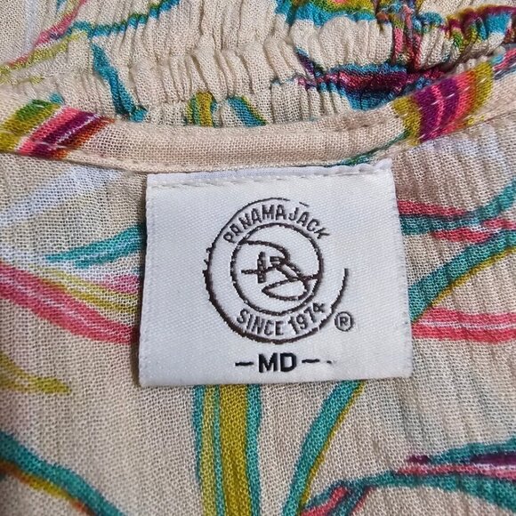 Panama Jack Tropical Spaghetti Strap V-Neck Beachy Cover Up Mini Dress Sz M - Picture 8 of 9